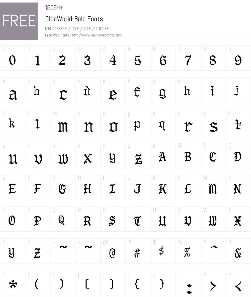 OldeWorld-Bold Font Screenshots