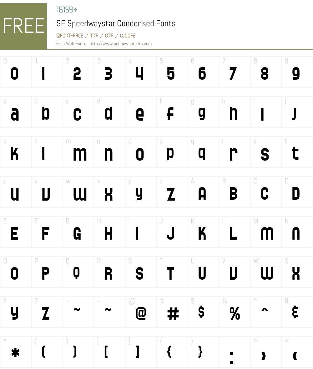 SF Speedwaystar Condensed Font Screenshots
