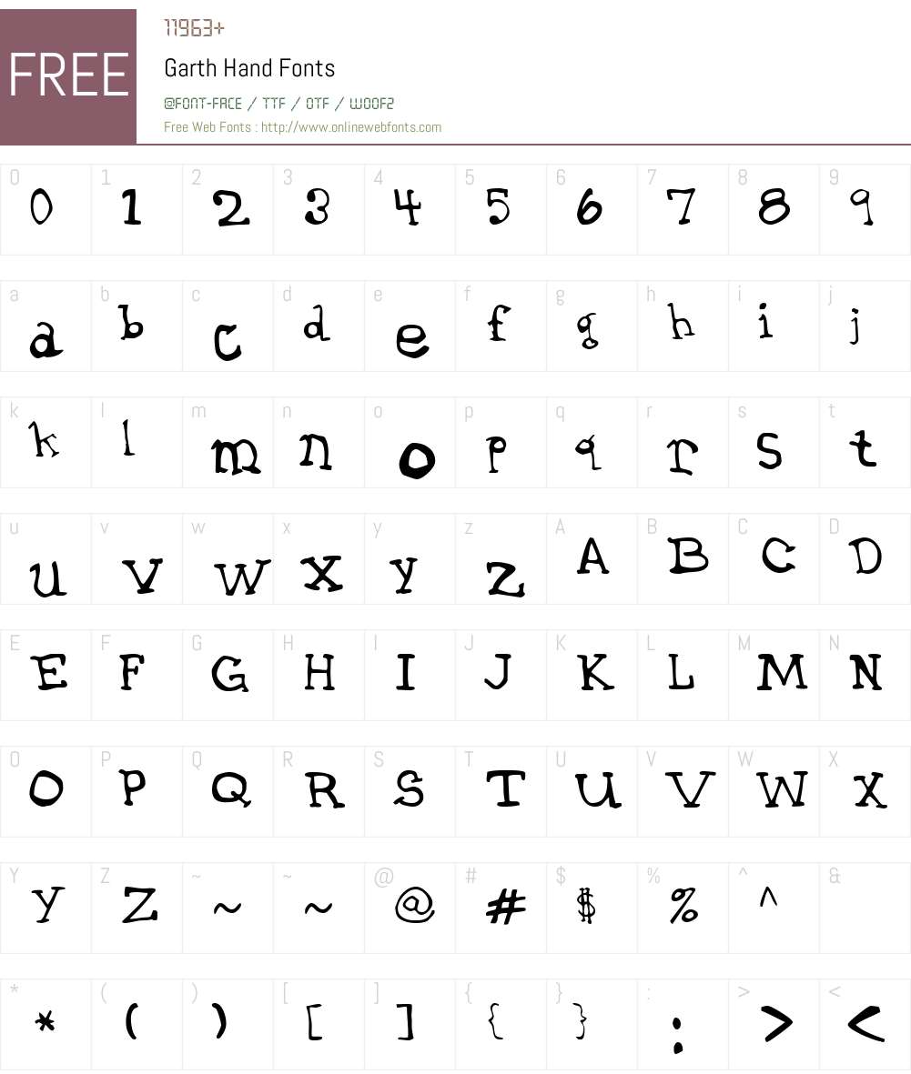 Garth Hand Font Screenshots