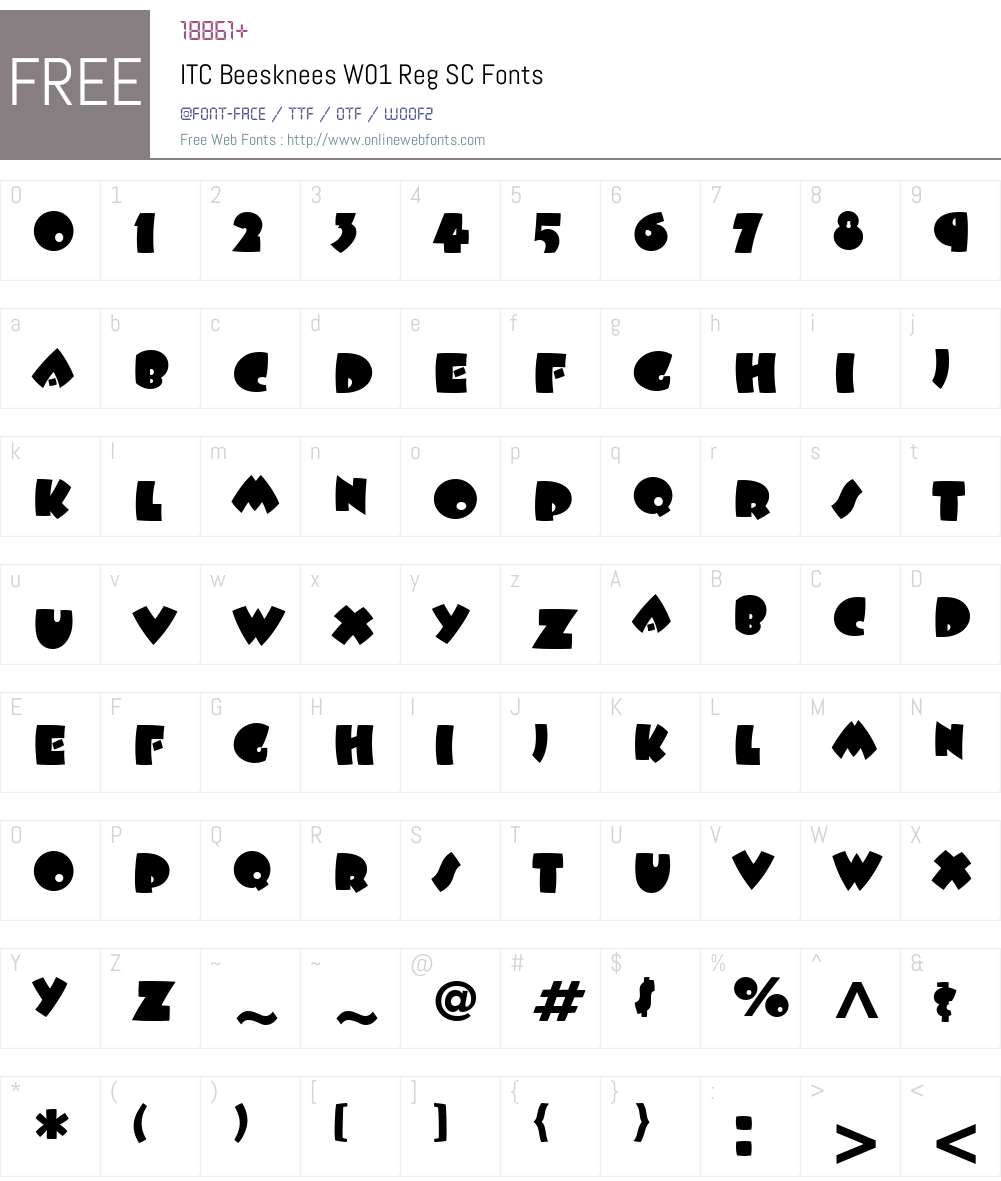ITCBeeskneesW01-RegSC Font Screenshots