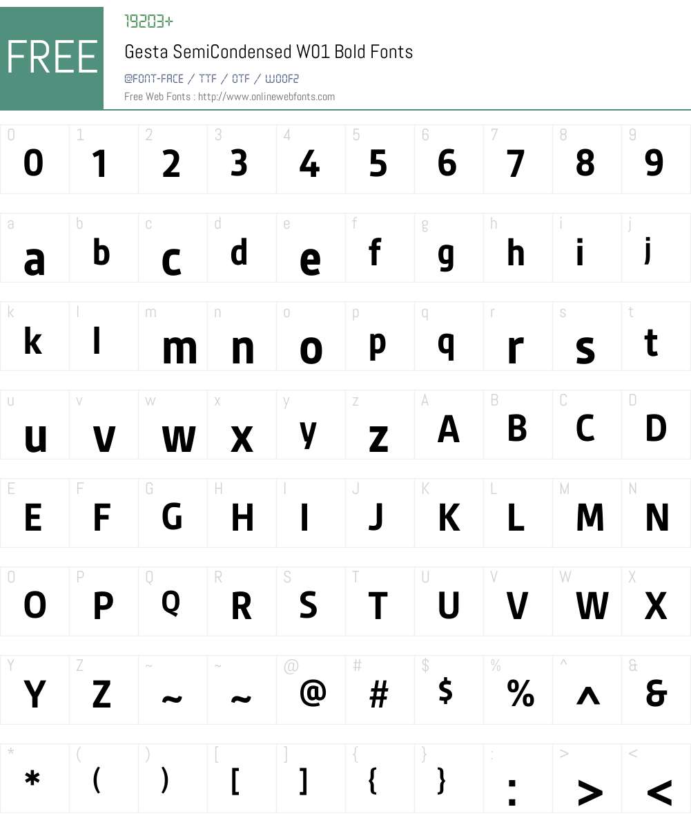 GestaSemiCondensedW01-Bold Font Screenshots