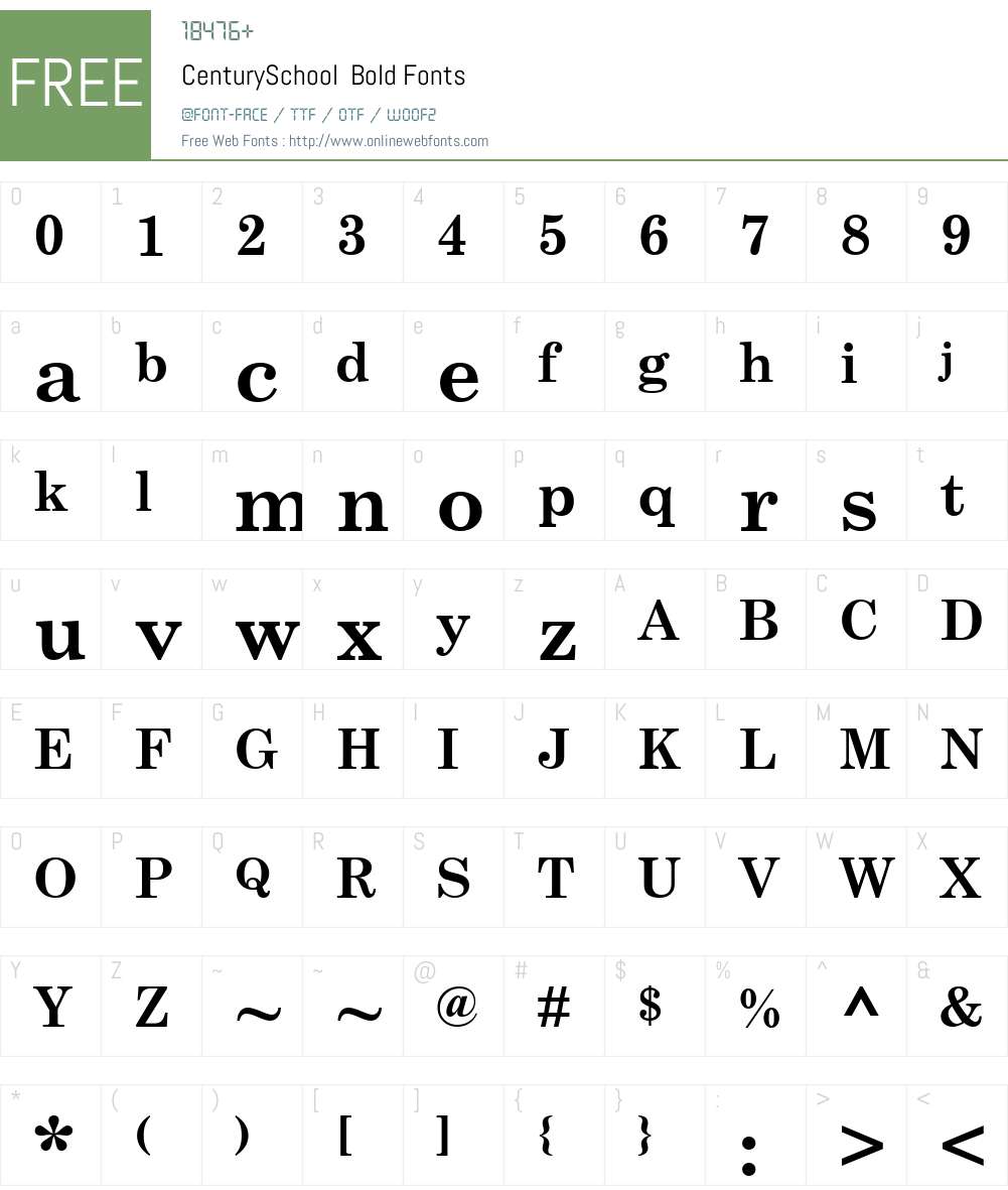 CenturySchool Font Screenshots
