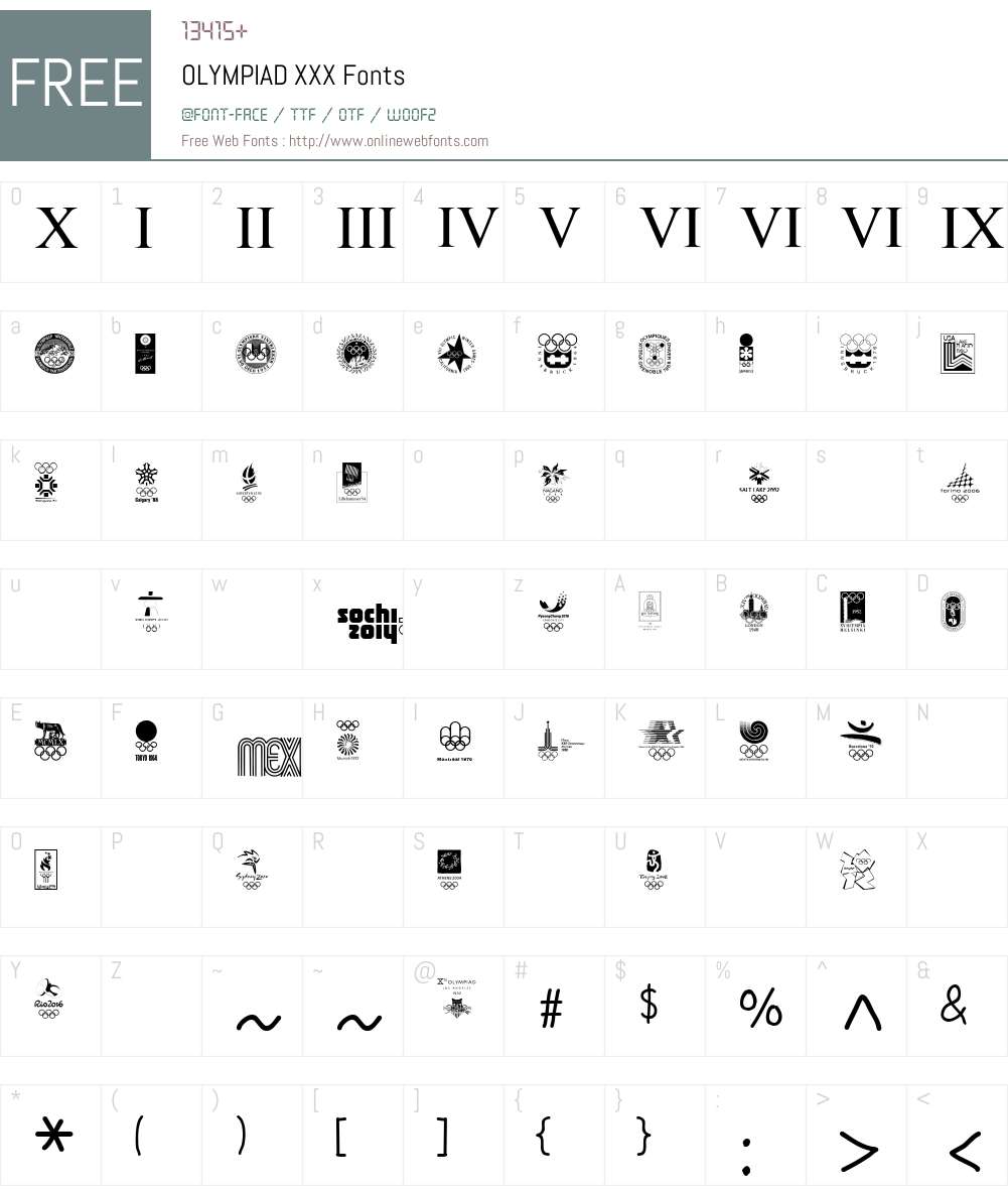 OLYMPIAD XXX Font Screenshots