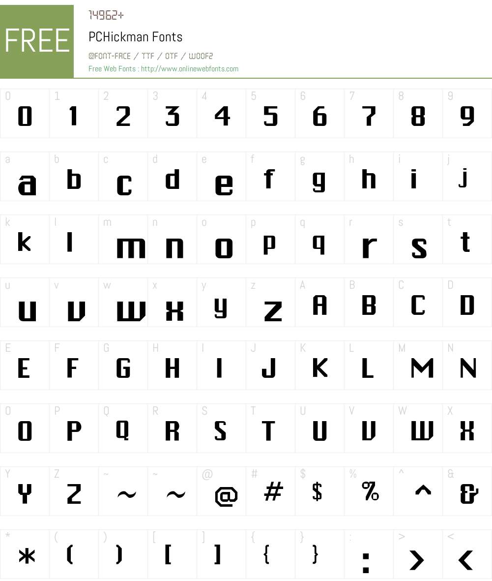 PCHickman Font Screenshots