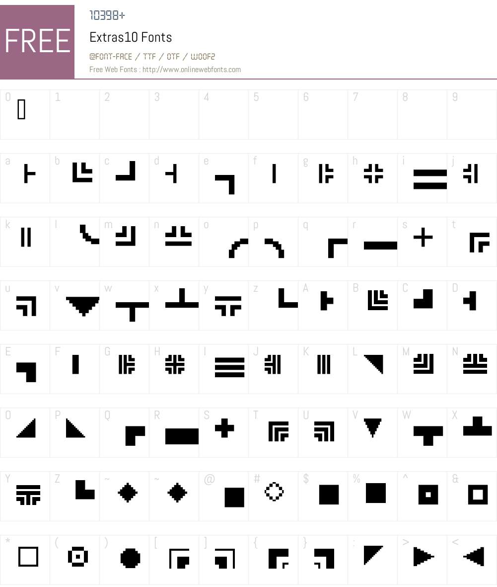 Extras10 Font Screenshots