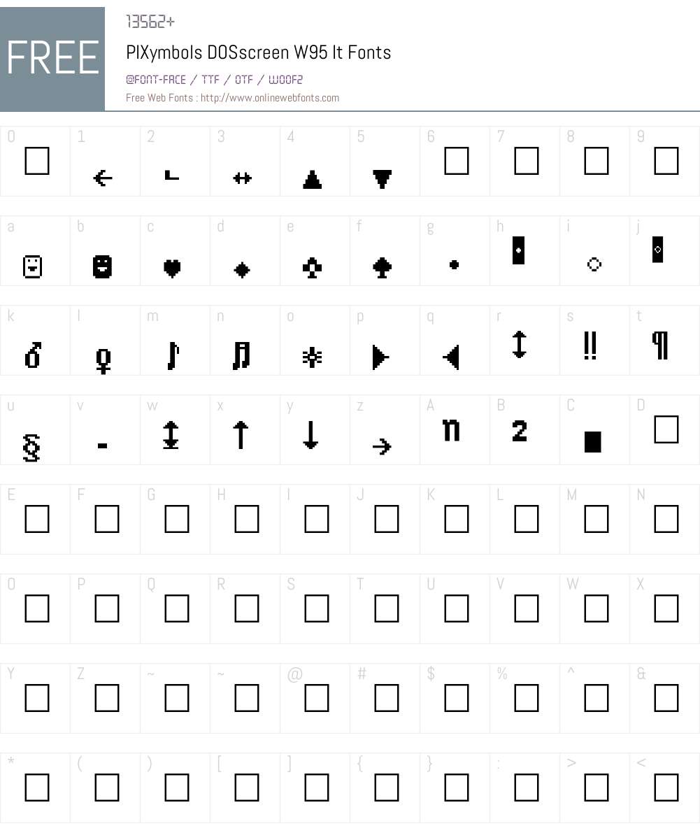 PIXymbolsDOSscreenW95-It Font Screenshots