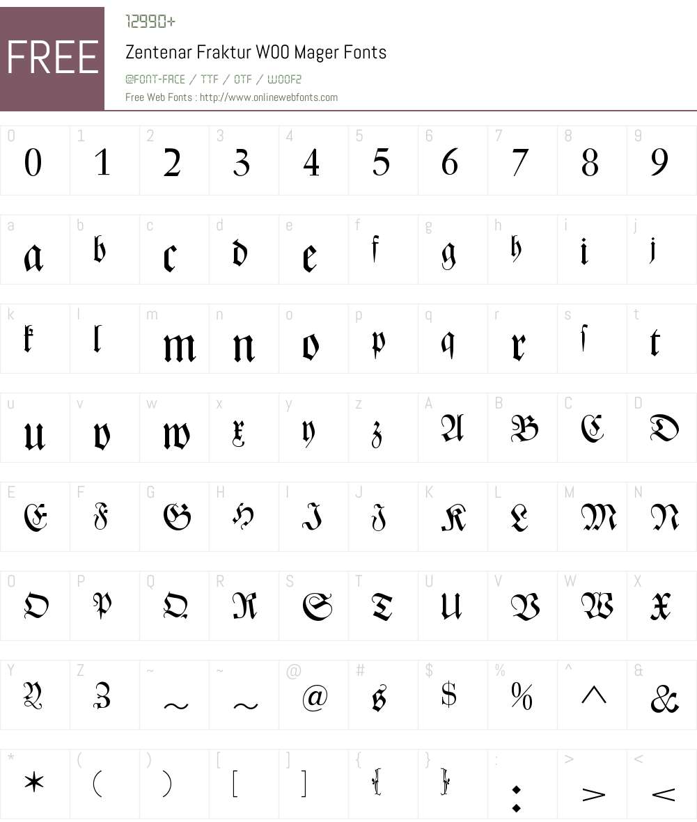 ZentenarFrakturW00-Mager Font Screenshots