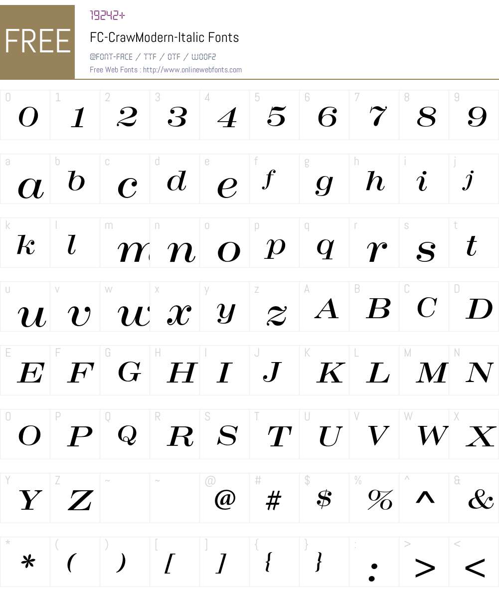 CrawModern-Itl Font Screenshots