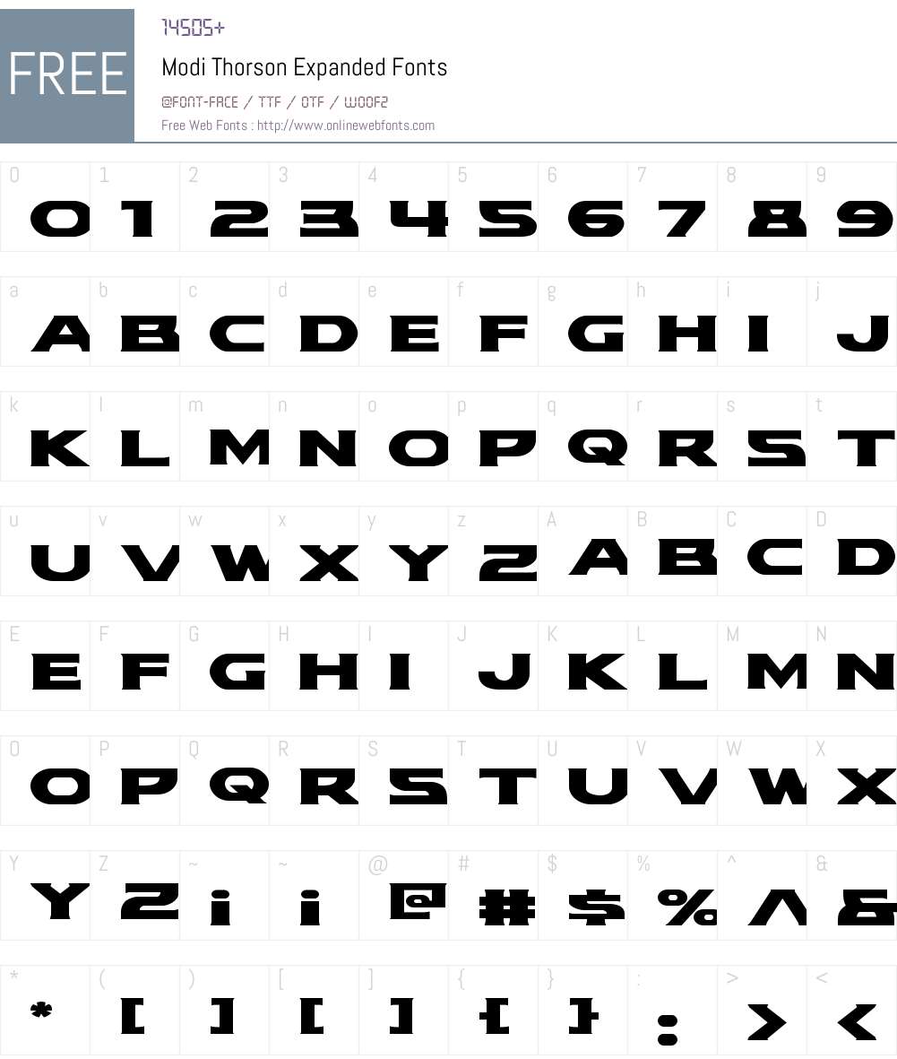 Modi Thorson Expanded Font Screenshots
