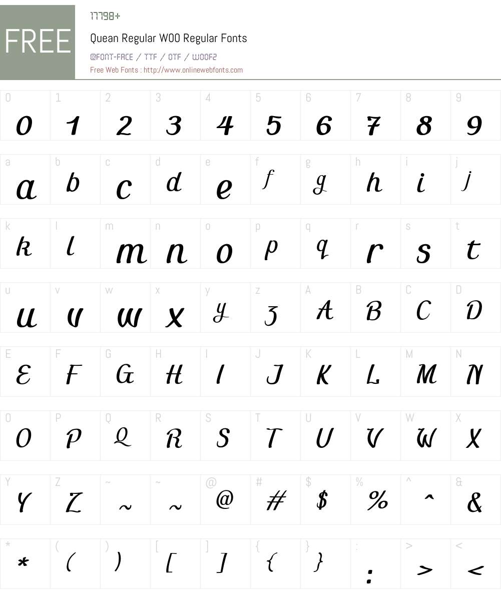Quean Font Screenshots