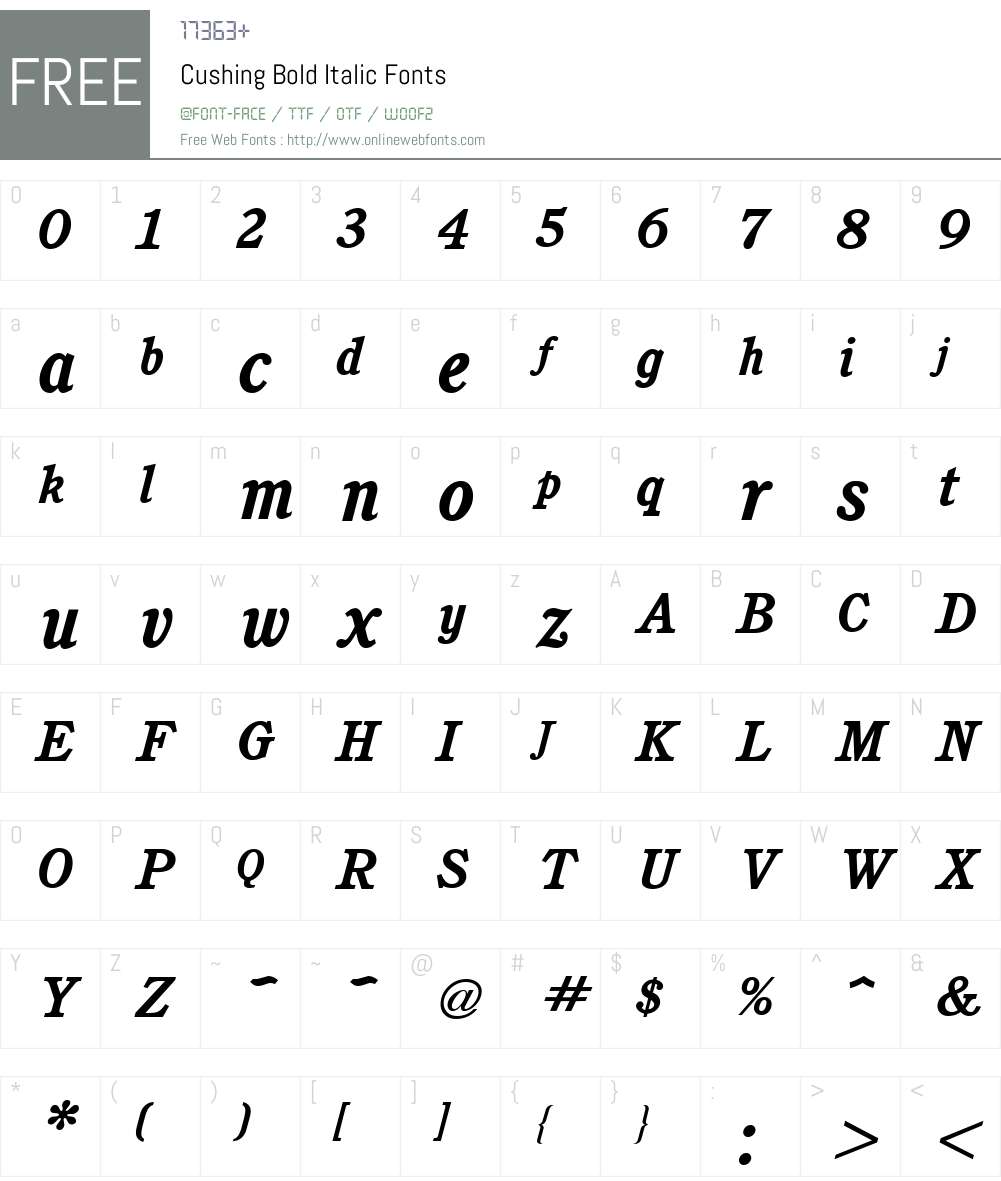 Cushing Font Screenshots