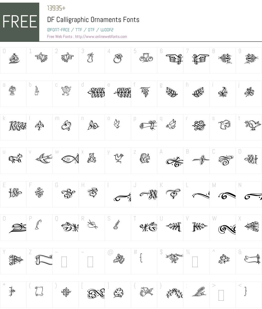 DF Calligraphic Ornaments Font Screenshots