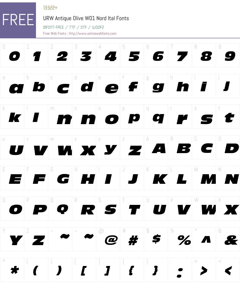 URWAntiqueOliveW01-NordItal Font Screenshots