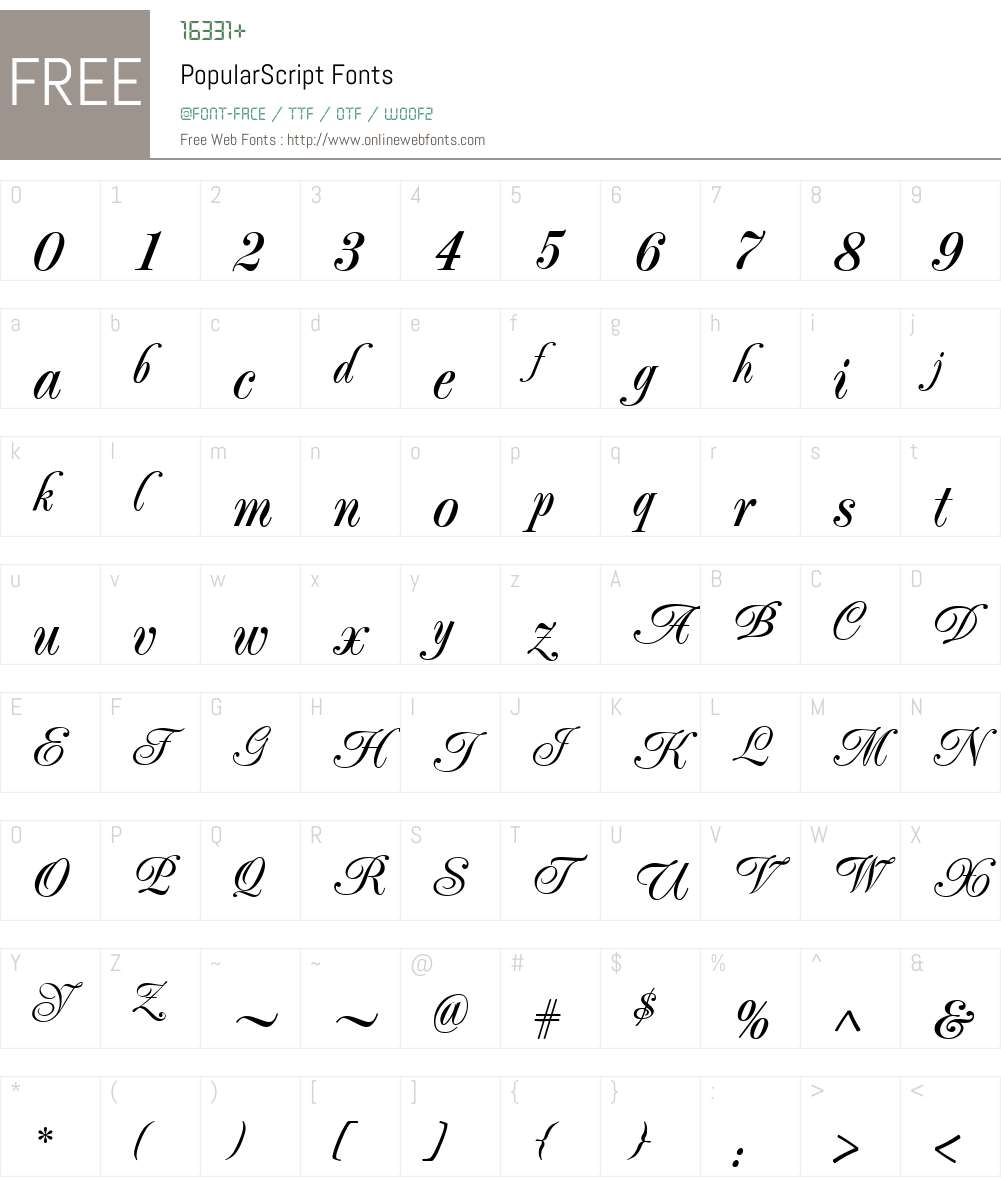 PopularScript Font Screenshots