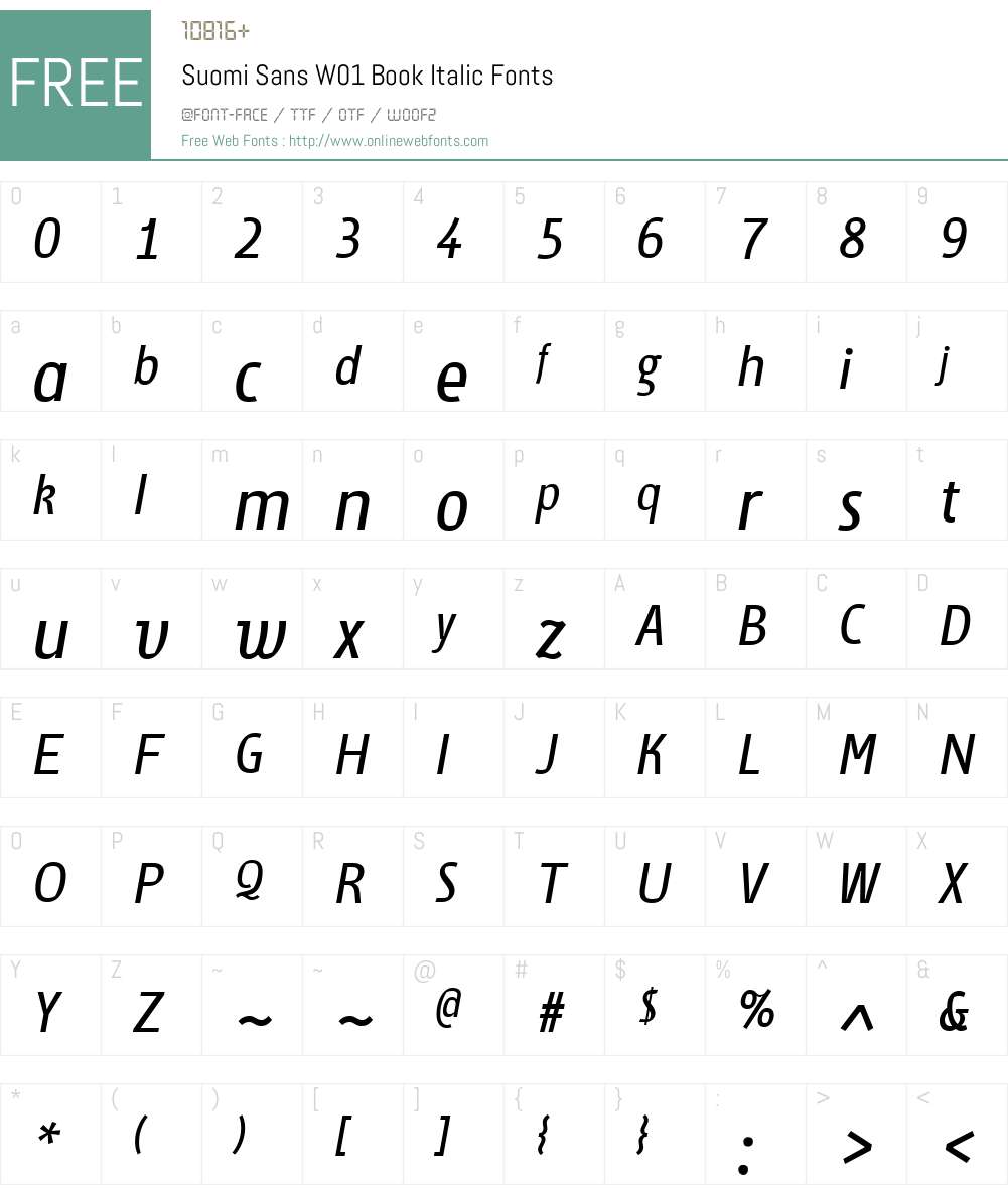 SuomiSansW01-BookItalic Font Screenshots