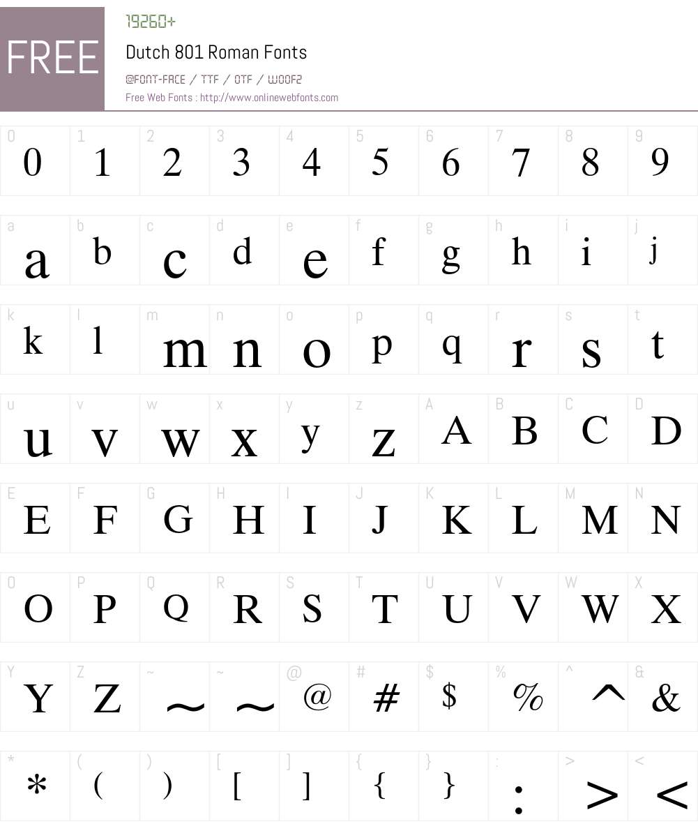 Dutch 801 Font Screenshots