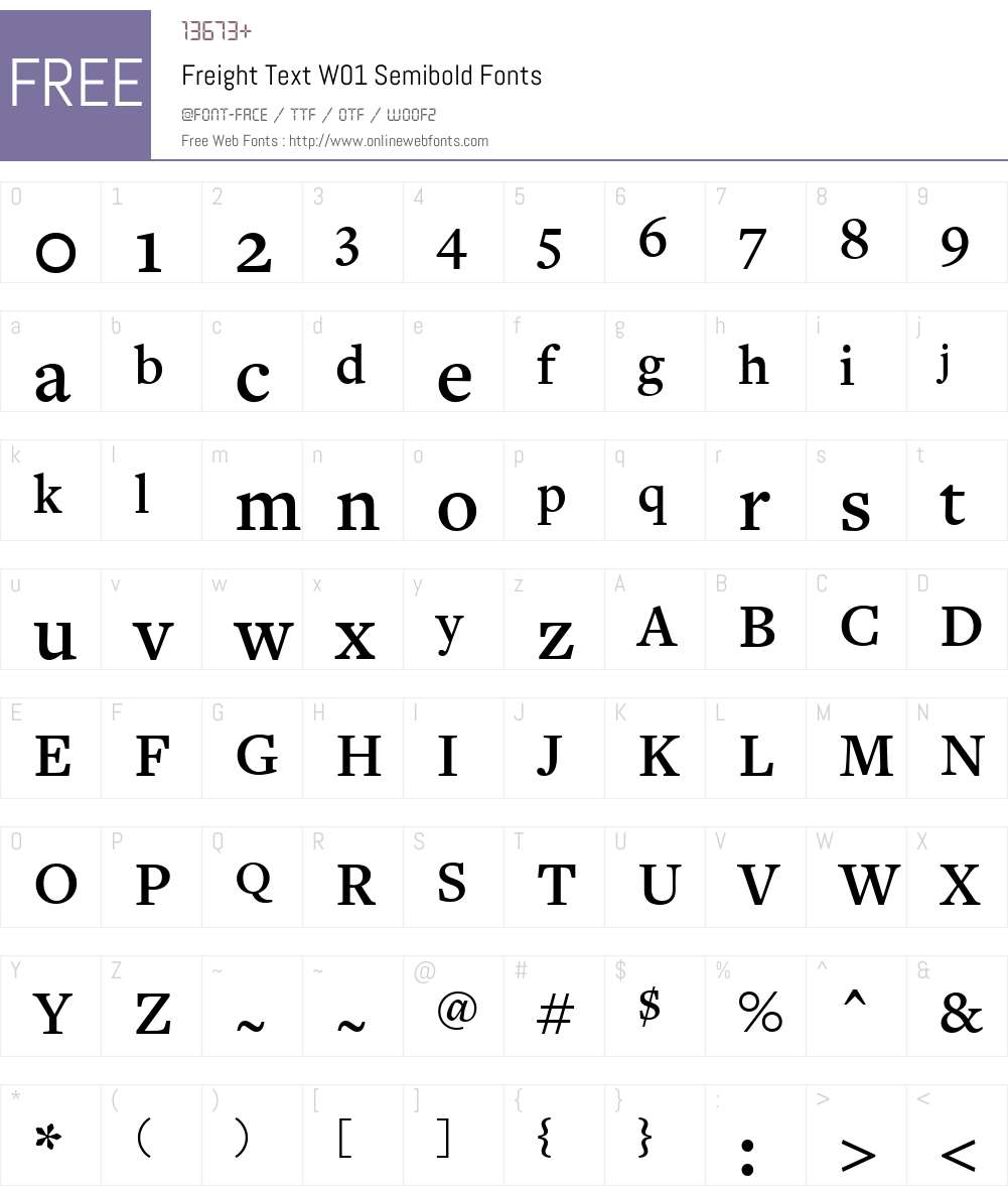 FreightTextW01-Semibold Font Screenshots