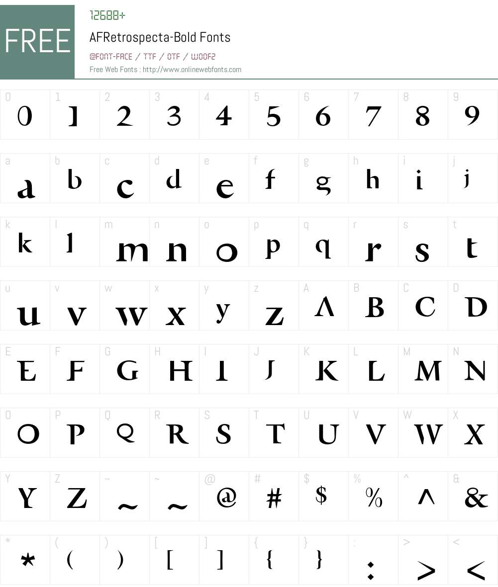 AFRetrospecta Font Screenshots