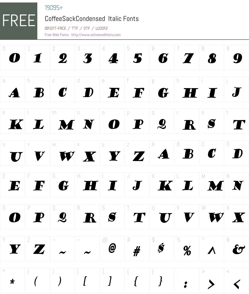 CoffeeSackCondensed Font Screenshots
