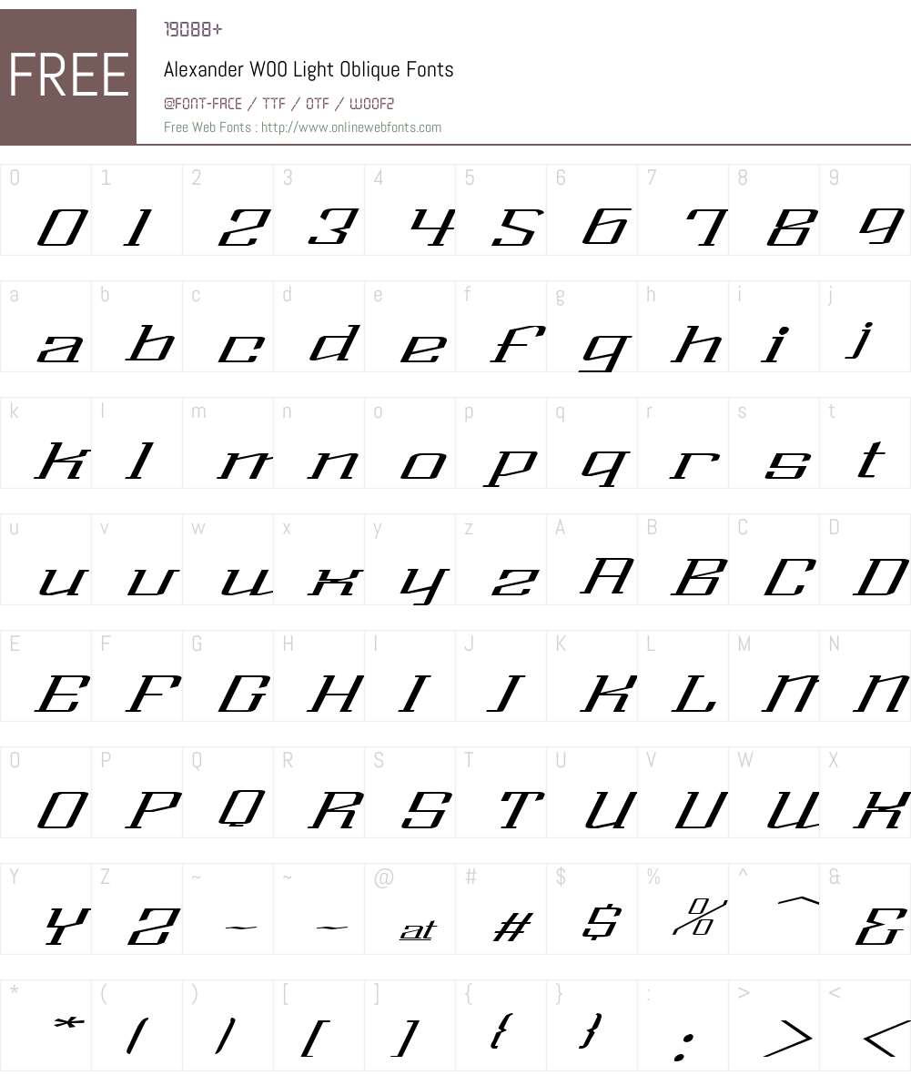 AlexanderW00-LightOblique Font Screenshots