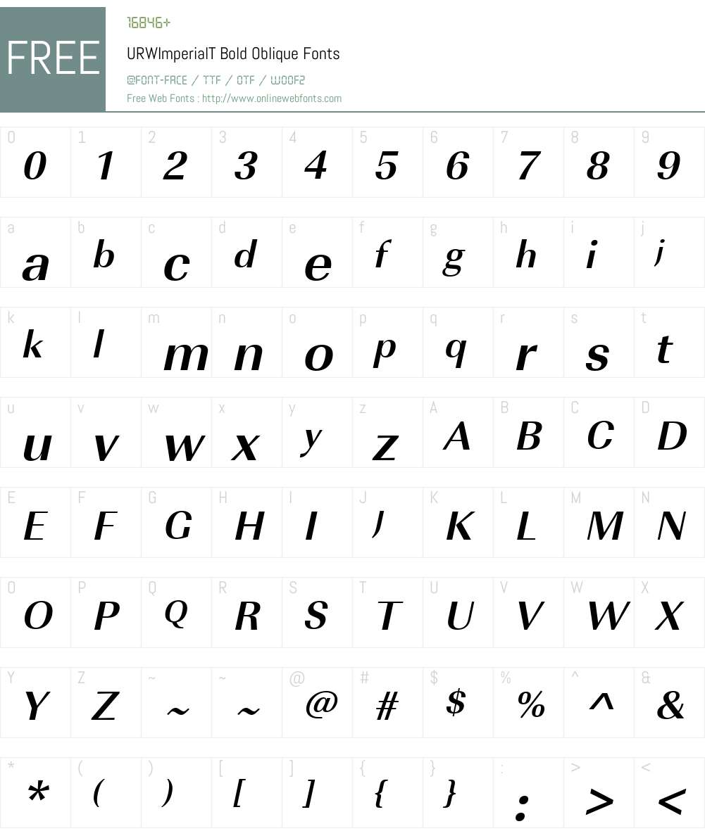 URWImperialT Font Screenshots