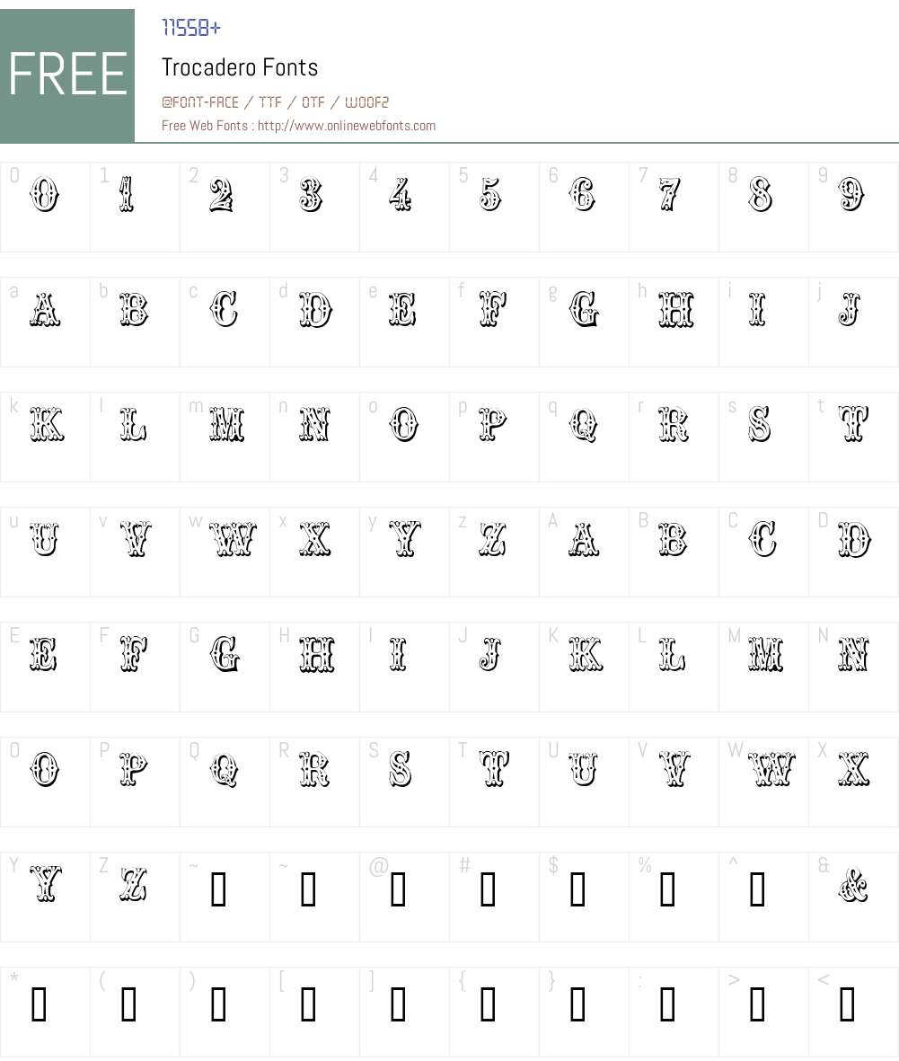 Trocadero Font Screenshots