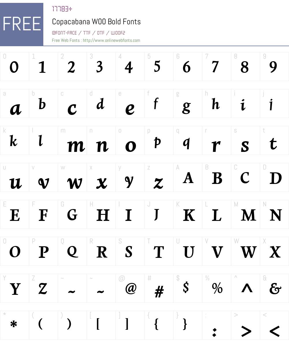 CopacabanaW00-Bold Font Screenshots