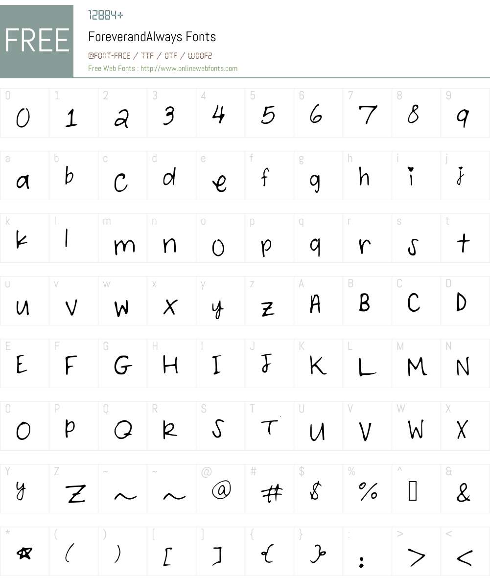 ForeverandAlways Font Screenshots