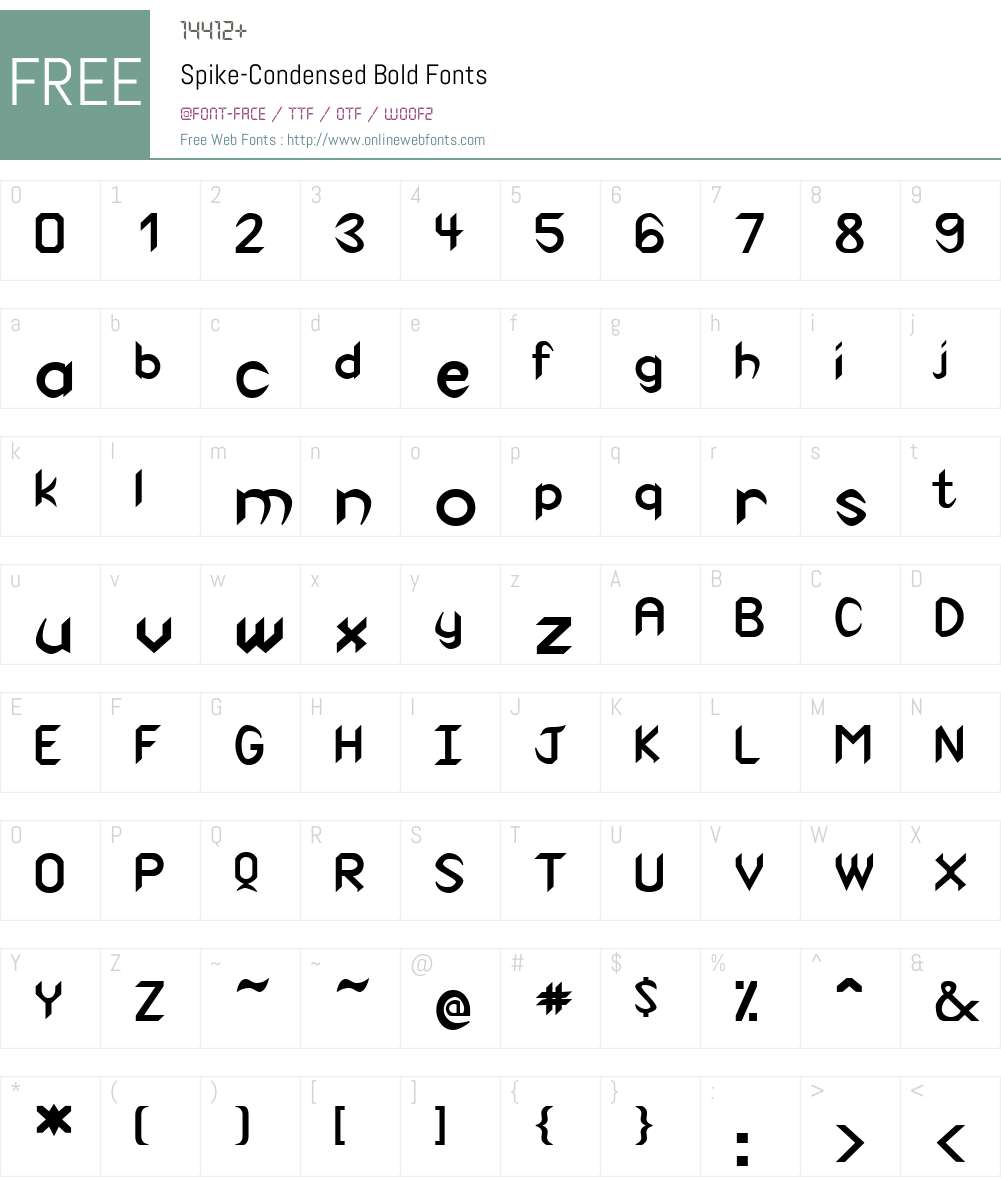 Spike-Condensed Font Screenshots