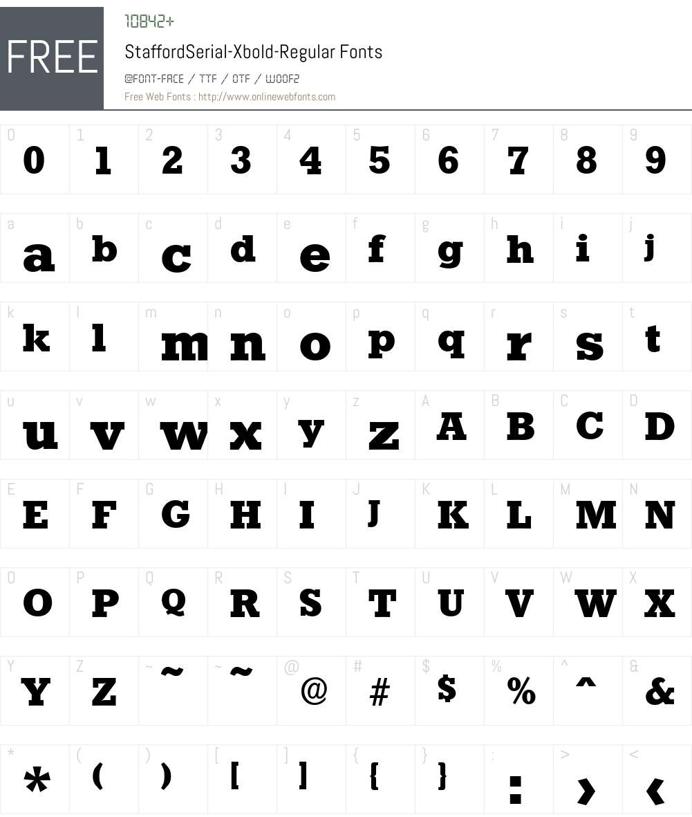 StaffordSerial-Xbold Font Screenshots