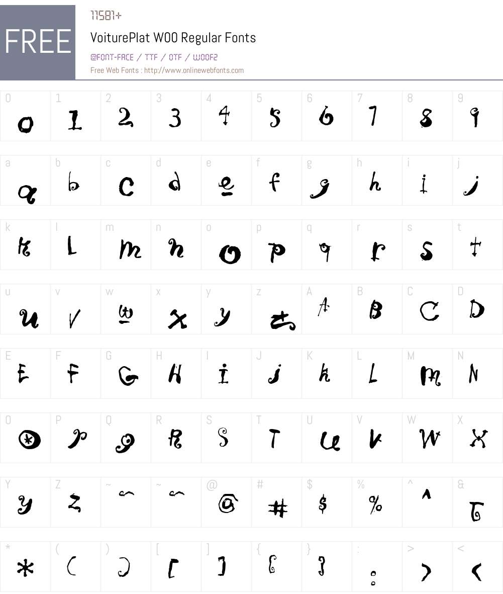 Voiture Font Screenshots