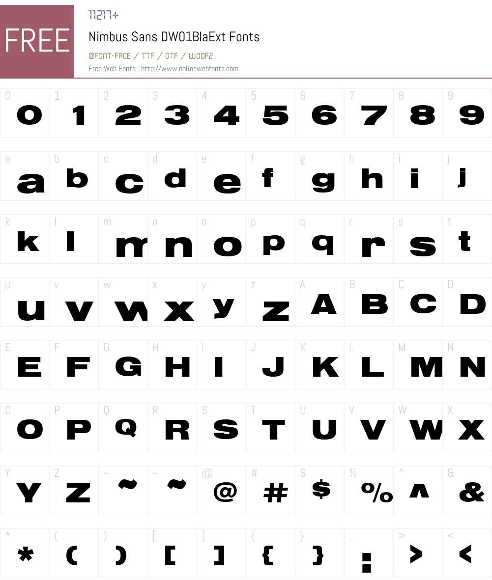 NimbusSanDW01BlaExt Font Screenshots