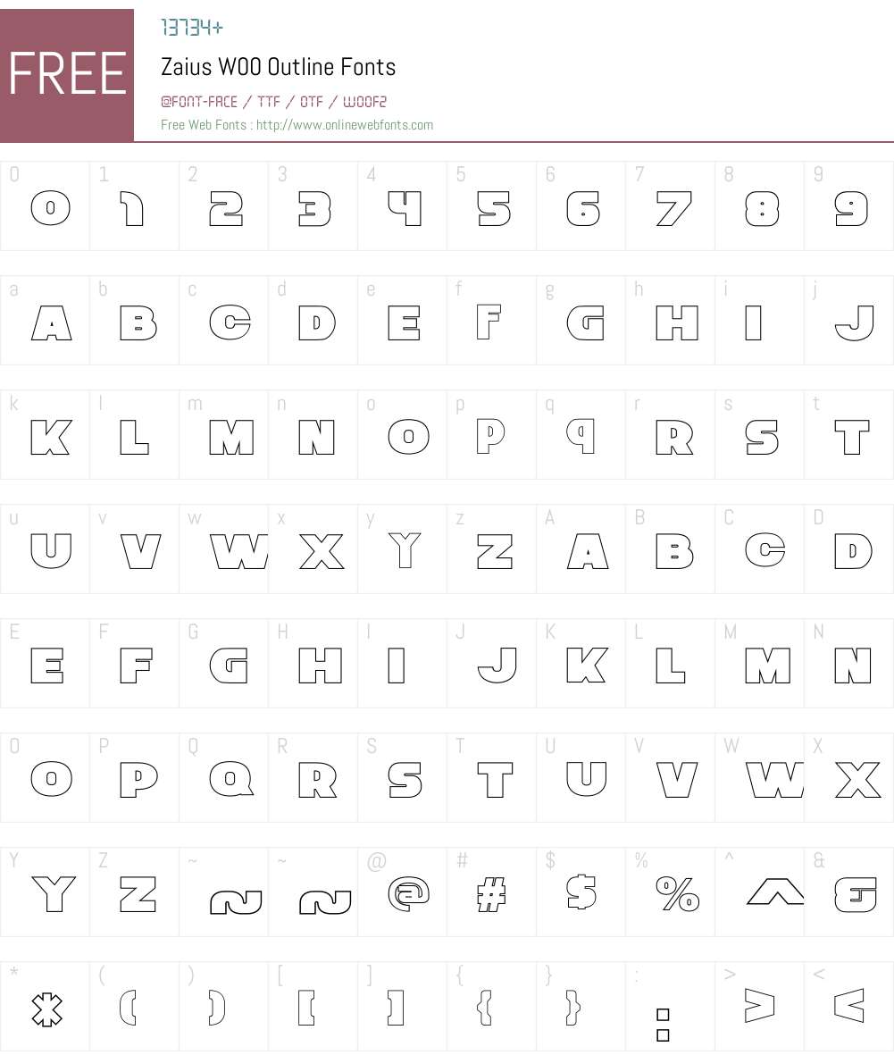 ZaiusW00-Outline Font Screenshots