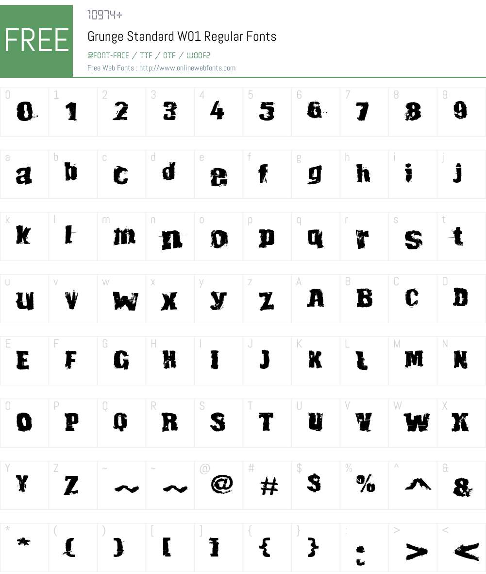 GrungeStandardW01-Regular Font Screenshots