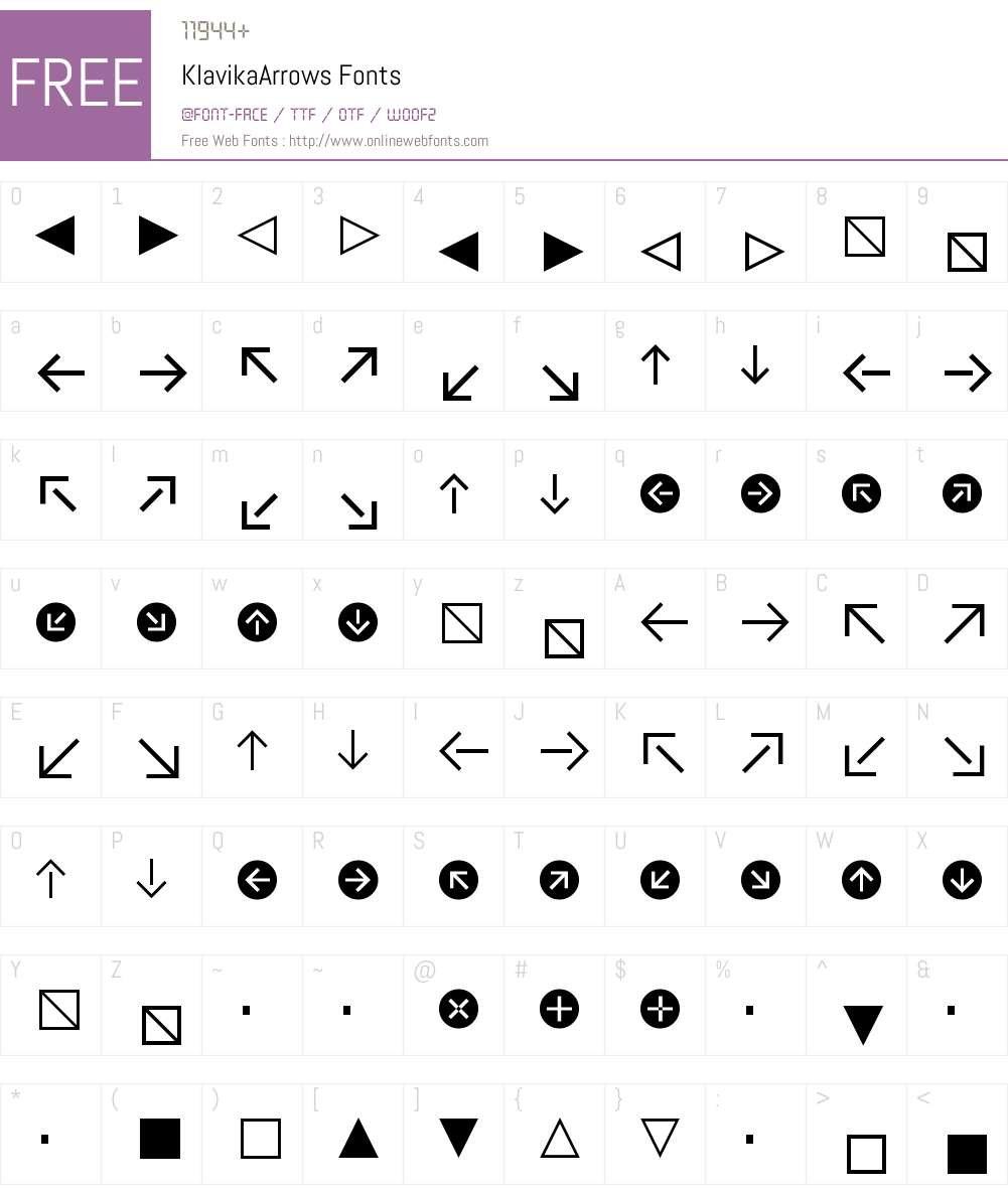 Klavika Arrows Font Screenshots