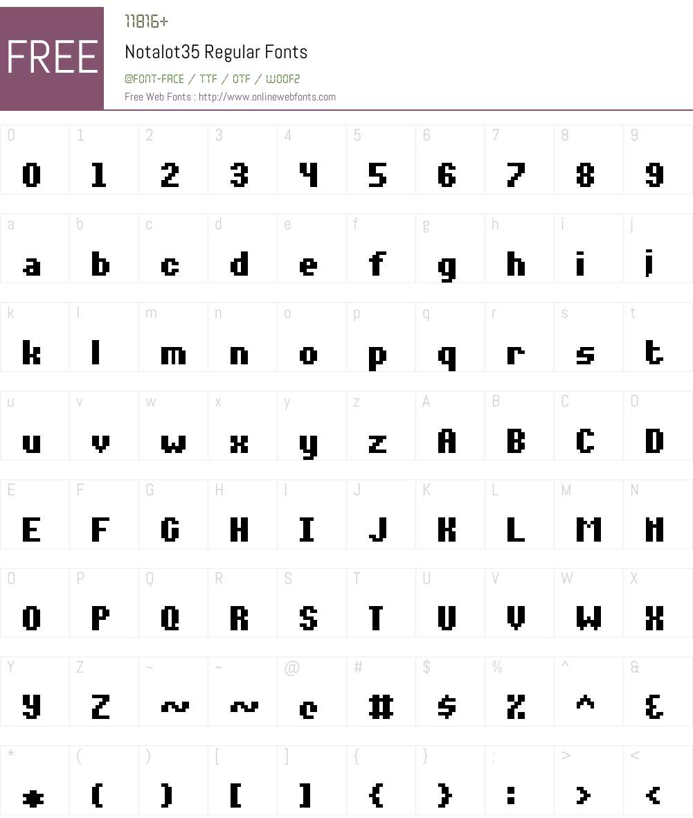Notalot35 Font Screenshots