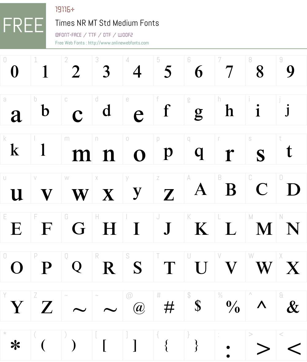 Times NR MT Std Font Screenshots