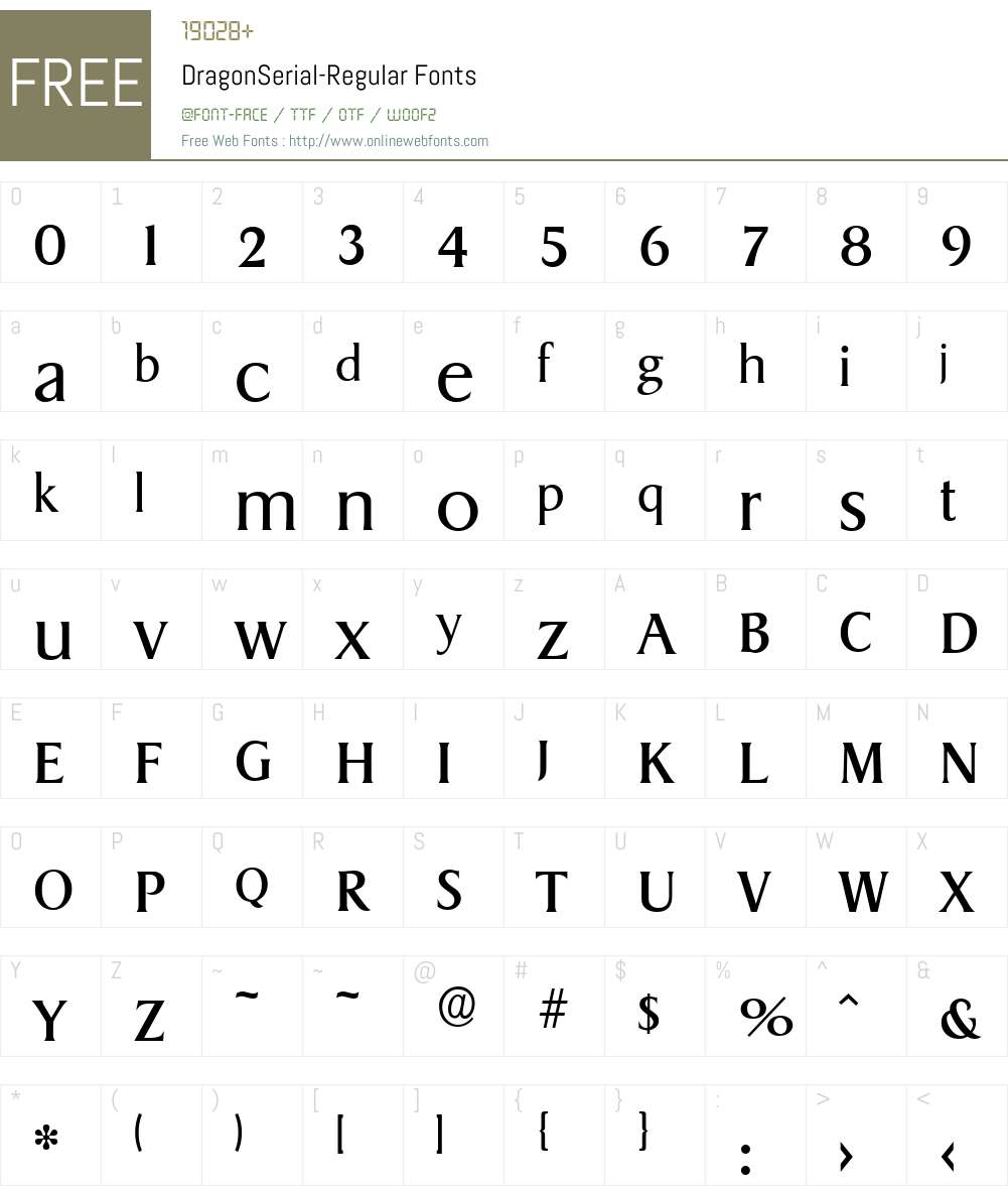 DragonSerial Font Screenshots