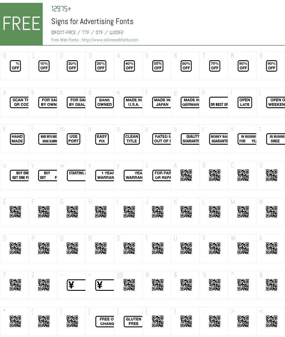 Signs for Advertising Font Screenshots