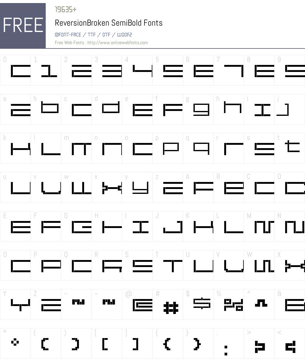 ReversionBroken Font Screenshots