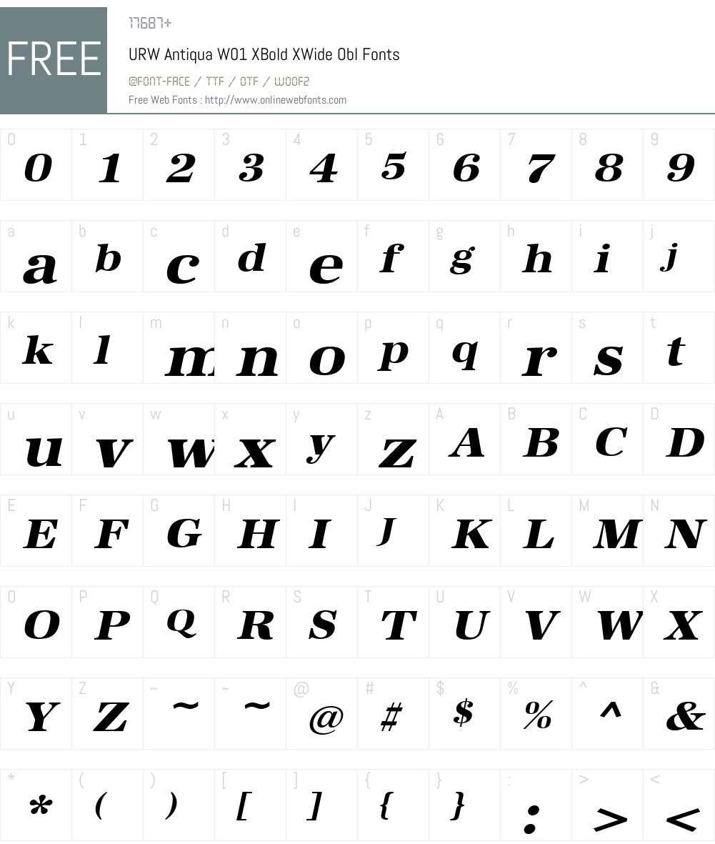 URWAntiquaW01-XBoldXWideObl Font Screenshots