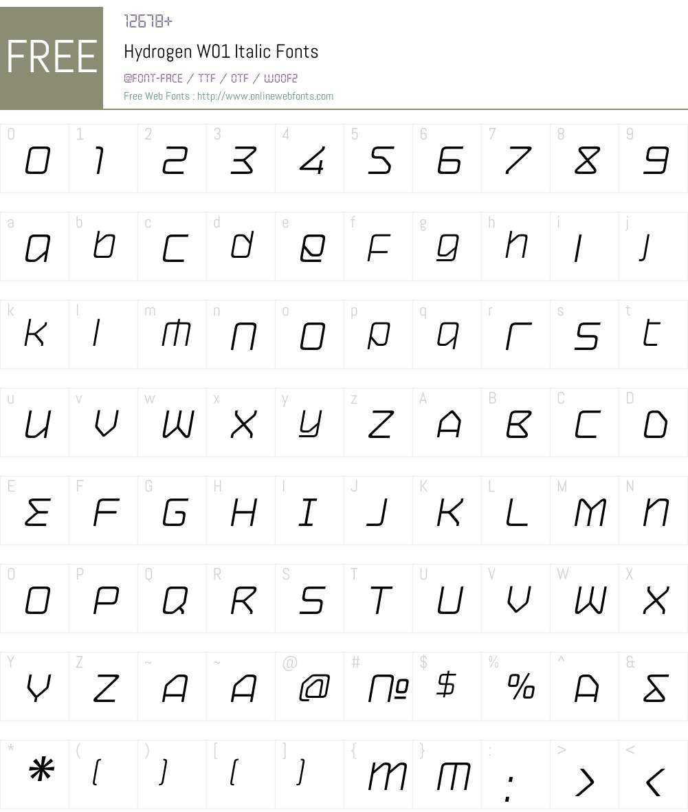 HydrogenW01-Italic Font Screenshots