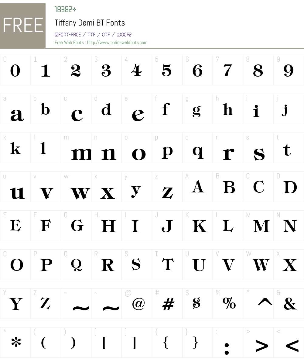 Tiffany Lt BT Font Screenshots