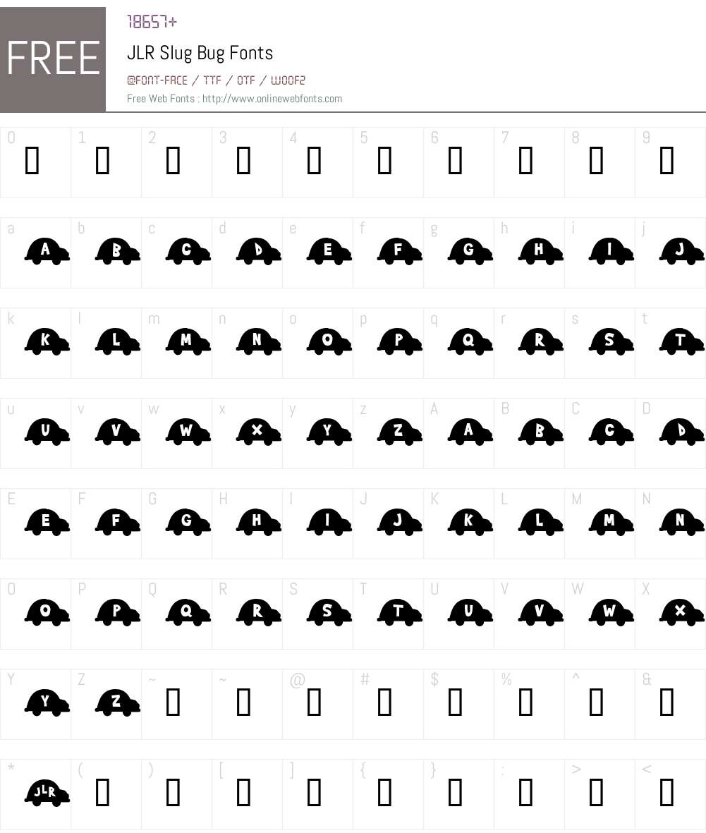 JLR Slug Bug Font Screenshots