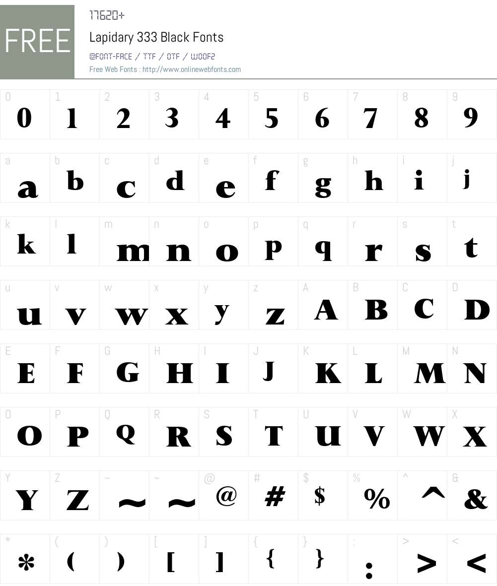 Lapidary 333 Font Screenshots
