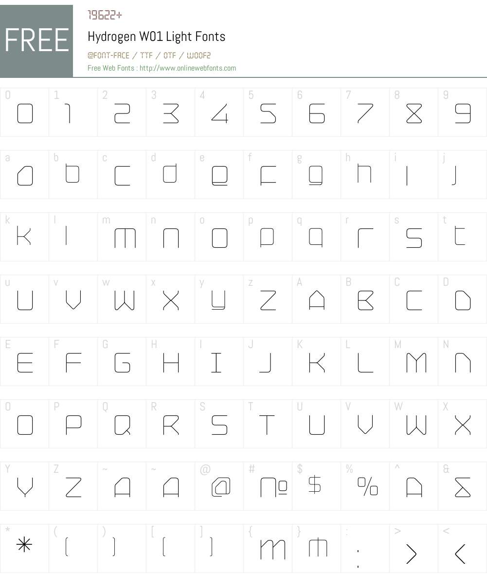 HydrogenW01-Light Font Screenshots