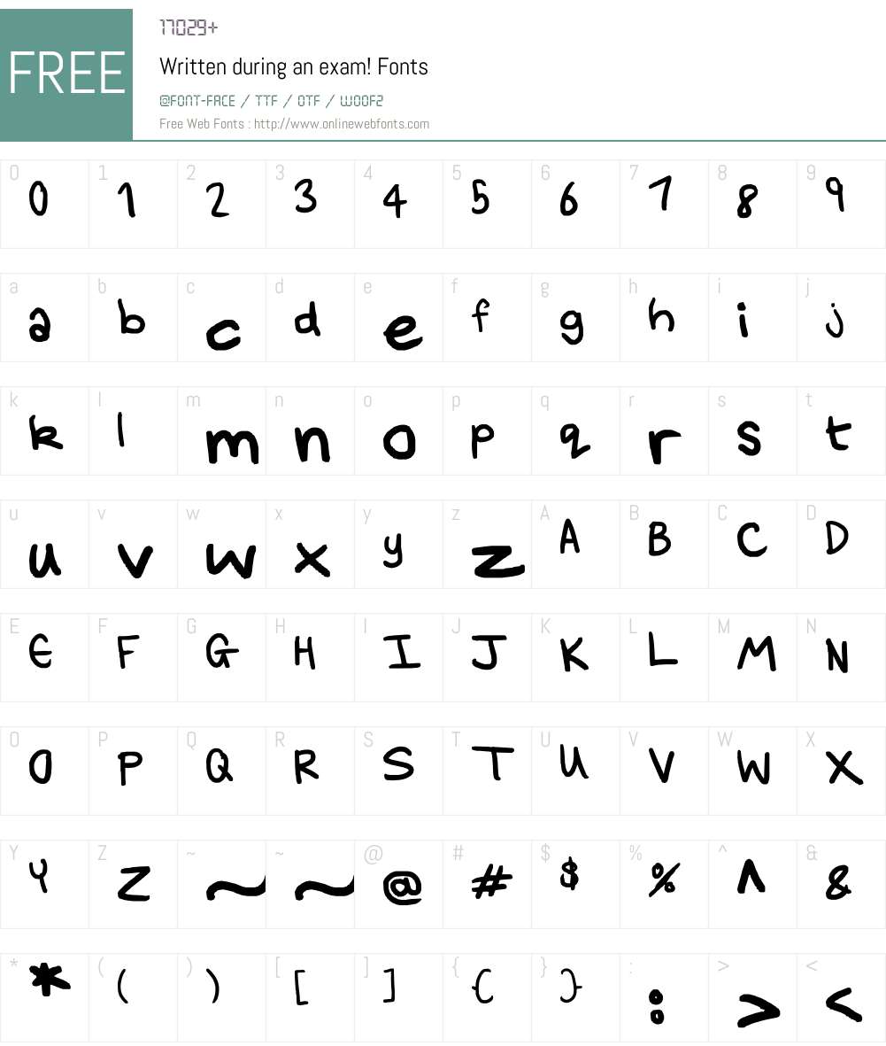 Written during an exam! Font Screenshots