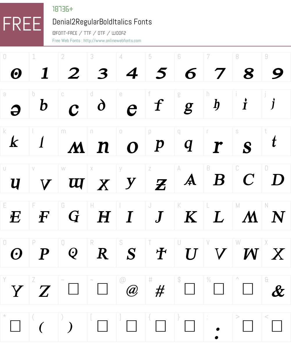Denial2RegularBoldItalics Font Screenshots