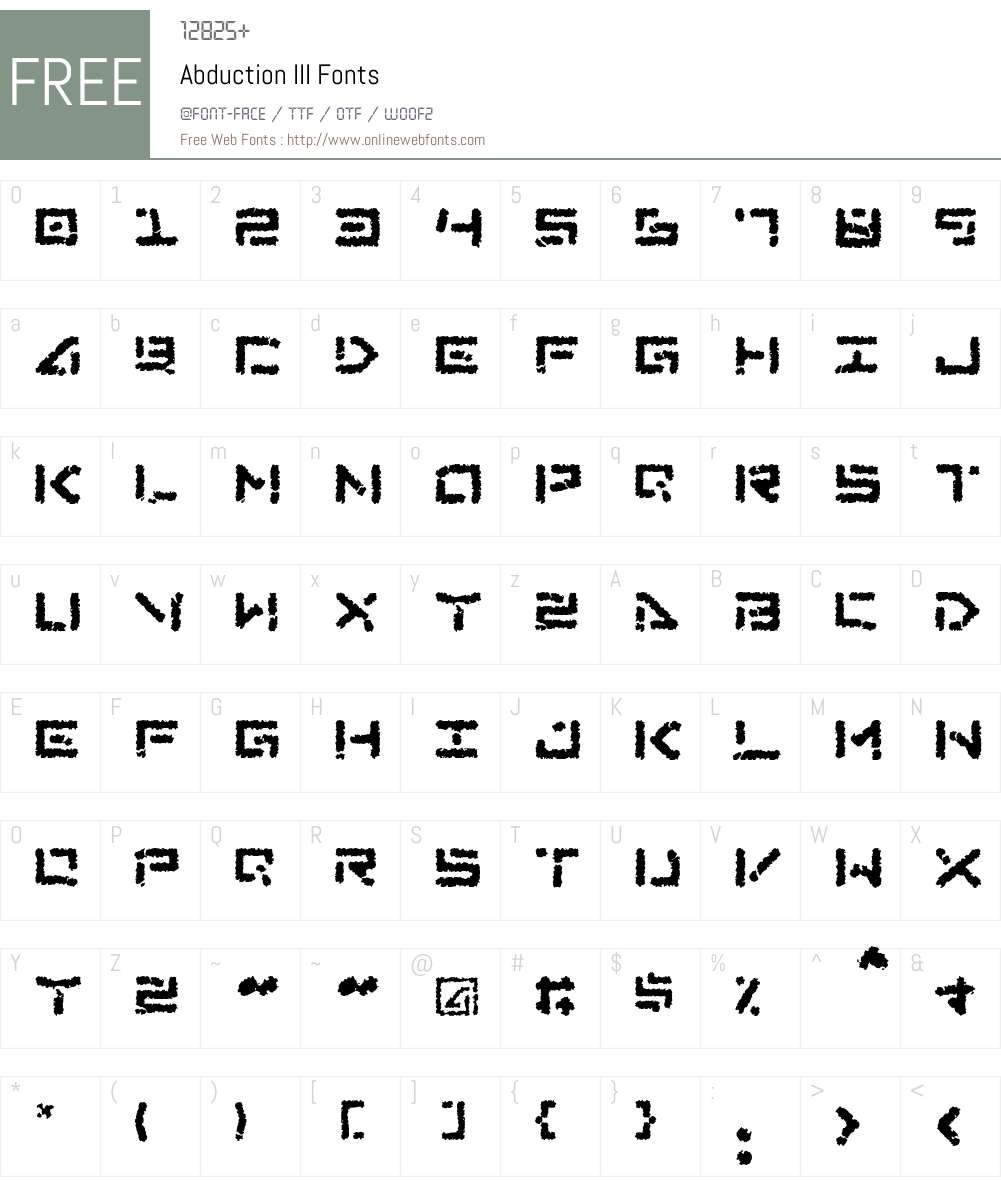 Abduction III Font Screenshots