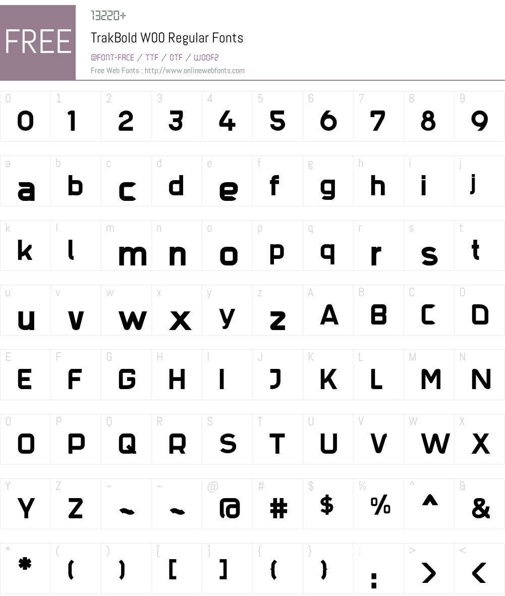 TrakBold Font Screenshots